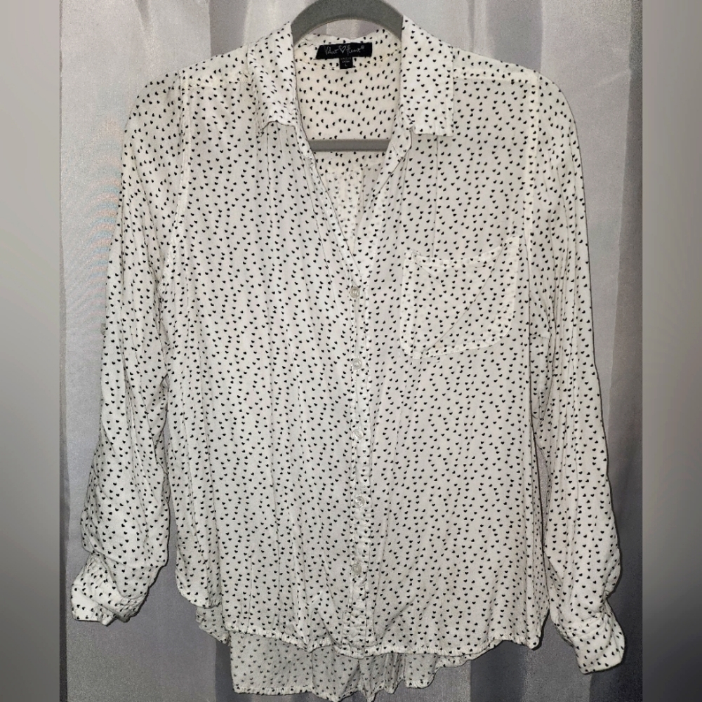 White Blouse with heart polka dots